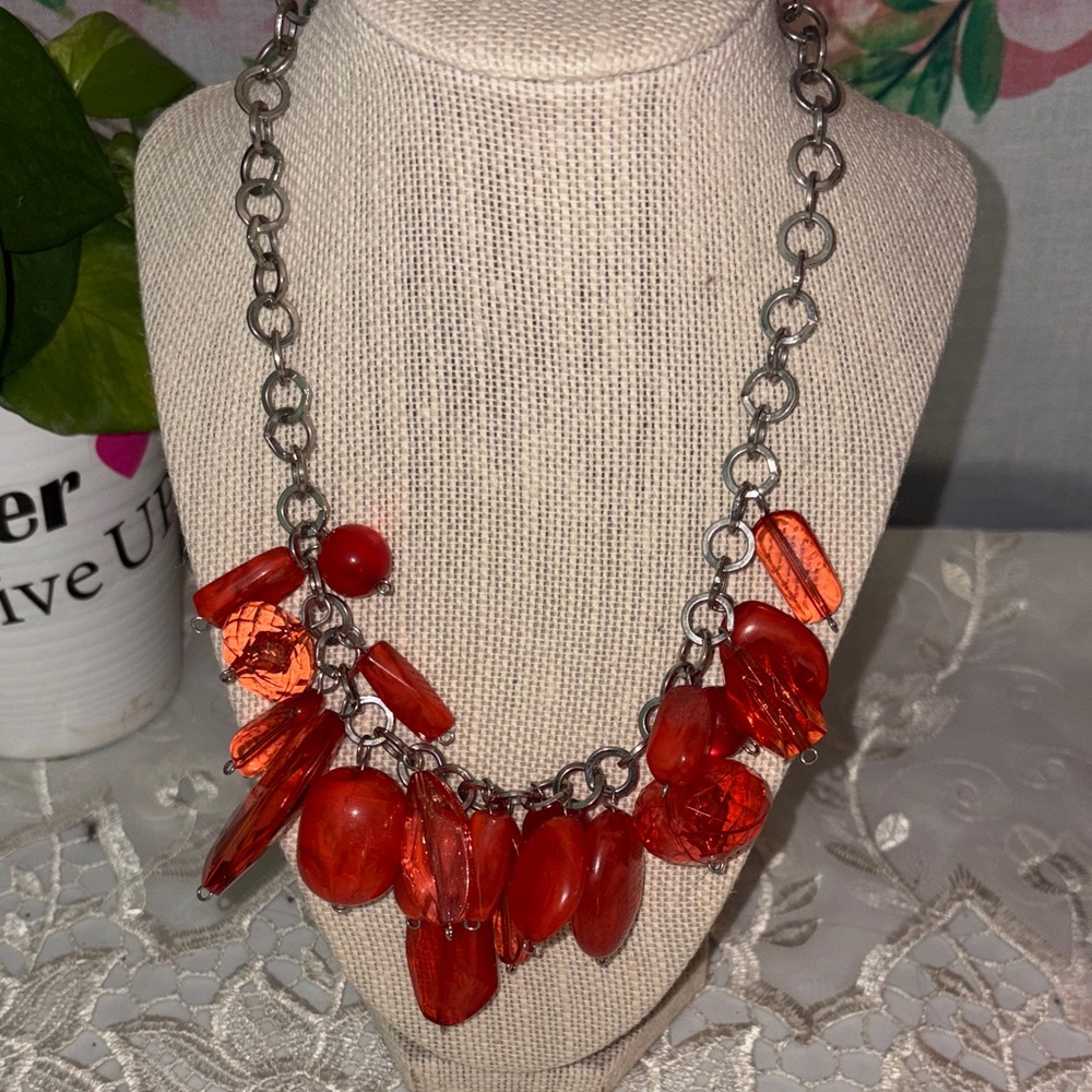 Vibrant Red Statement Necklace - Picture 1 of 6
